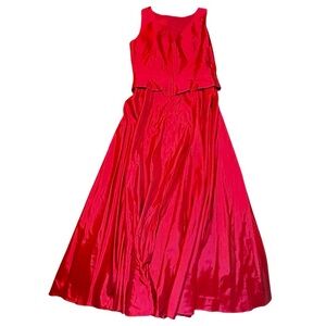 JS Collection Scarlet Red formal gown with long matching scarf size 14 large